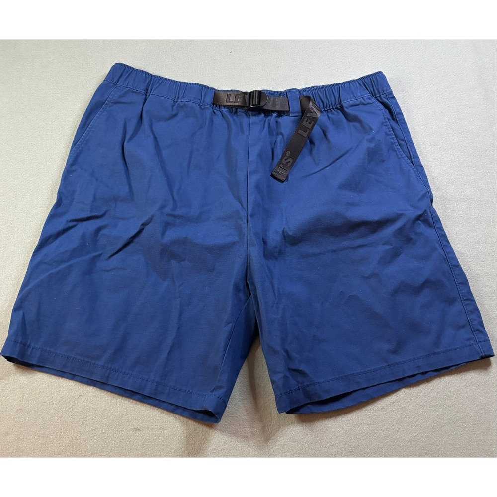 Levi's Mens XXL Belted Chino Shorts Blue Elastic Waist Casual Outdoors Gorpcore